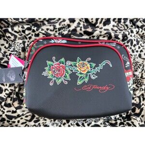 Ed Hardy Cosmetic Makeup Pouch Bag NWT Roses, Love Kills Slowly Tattoo Large